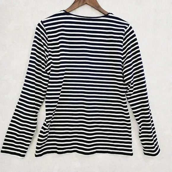 Talbots Ornament Printed Long sleeve Crewneck Tee Women's M Striped 8159P - Picture 2 of 6